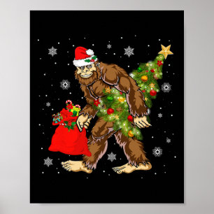 Poster Crente do Pé-Grande Carregando Árvore de Natal Sas