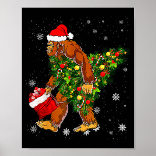 Poster Crente do Pé-Grande carregando árvore de Natal Sas