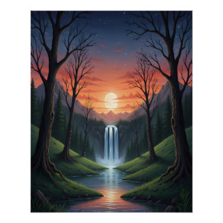 Pôster Crepúsculo: Uma Paisagem Florestal Serena