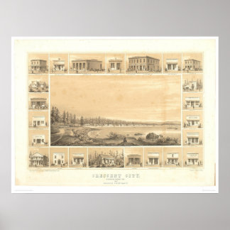 Pôster Crescent City, CA. Mapa Panorâmico 1857 (0465A)