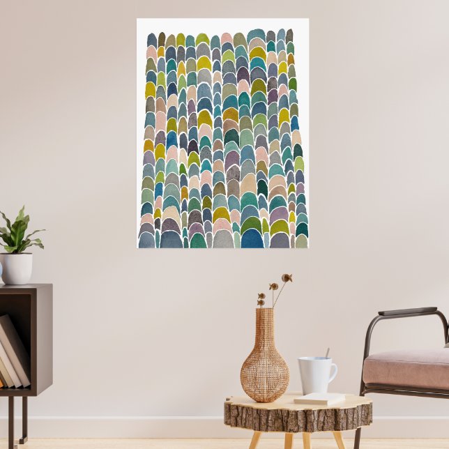 Poster Crescent Tower Moons Watercolor Art Print  (Sala de Estar 3)
