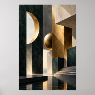 Poster Crescente e Esfera de Ouro Preto Parede Arquitetôn