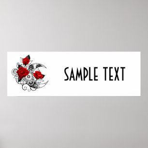 Poster Crescente Mecânico com Rosas vermelhas