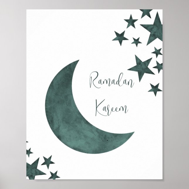 Poster Crescente Ramadã Kareem estrelas mubarak islâmicas (Frente)