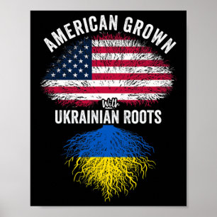 Poster Crescido Americano Com Raízes Ucranianas Bandeira