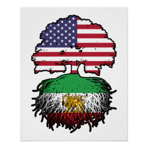 Pôster Crescido Americano Raízes Iranianas Leão e Sol