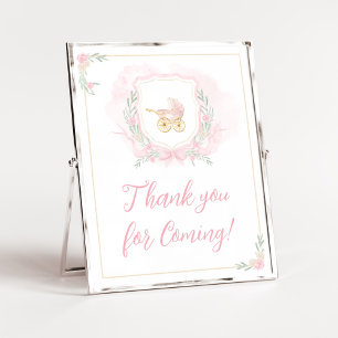 Poster Crest de Aquarela Rosa Obrigado por vir