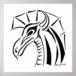 Pôster Crested Dragon Print