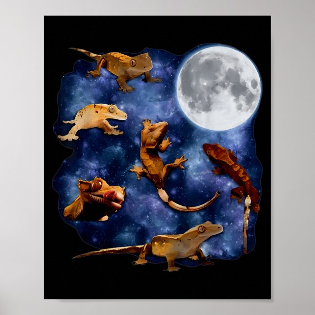 Poster Crested Gecko Moon Retro Reptile Mom Dad Breeder L (Frente)