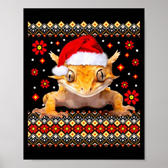 Poster Crested Gecko Ugly Christmas Sweater  (Frente)