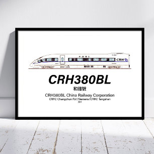 Poster CRH380BL Trem de Alta Velocidade da Ferrovia Chine