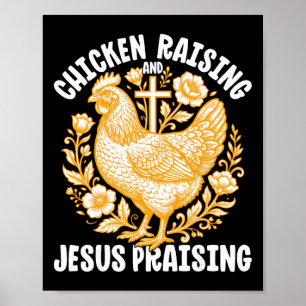 Poster Criação de Frango Jesus Louvando Galo Cristão F