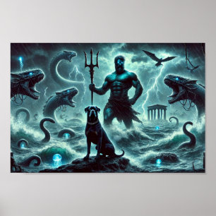 Poster Criação de Poseidon e o Guardião Rottweiler