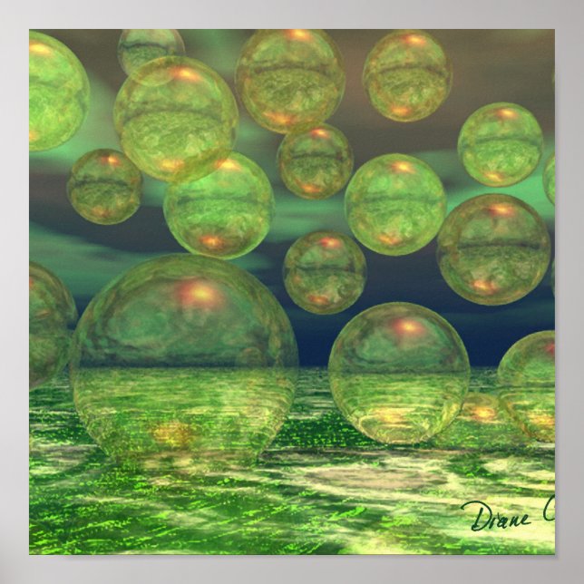 Poster Criação de primavera - Renovação Verde e Dourada (Frente)