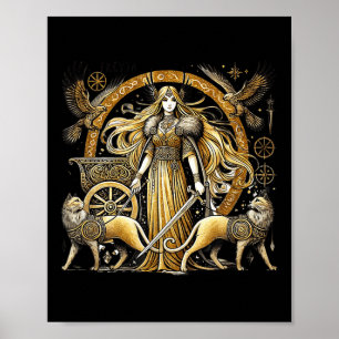Poster Criações Míticas Nórdicas Freyja Norse Deusa Do Lo