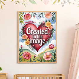 Poster Criado à Sua Imagem Arte Cristã de Berçário para P