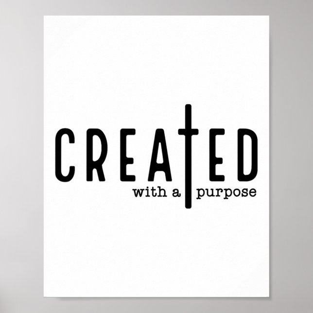 Poster Criado Com Um Propósito Jesus Deus Fé Cristã E (Frente)