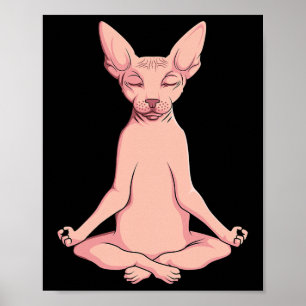 Poster Criador de Gato Sphynx Ioga Meditação Sem Pelo Pet