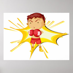 Poster Criança Boxer em Luvas Vermelhas e Curtos