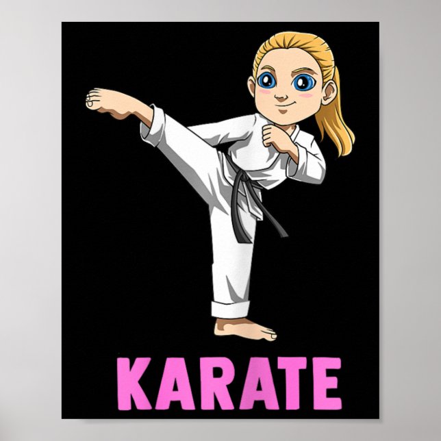 Poster Criança Chutando e Golpeando - Garotinha de Karatê (Frente)