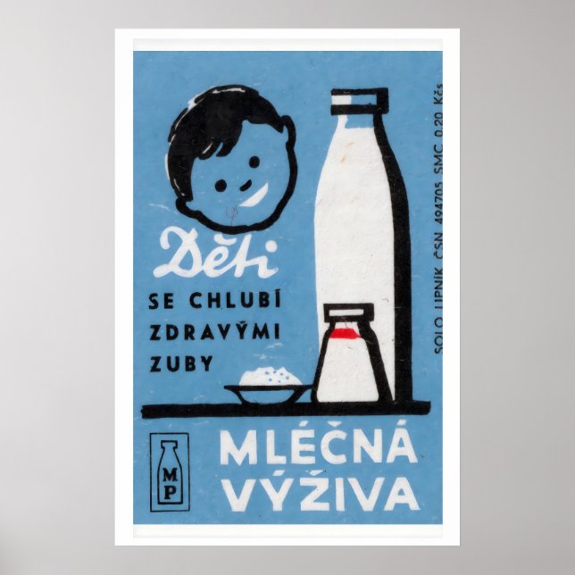 Poster Criança com Caixa de Leite Matchbox Arte Impressa (Frente)