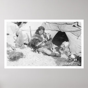 Pôster Criança de alimentação Alaska 1907 da mãe