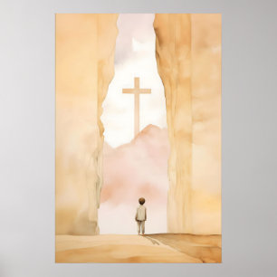 Poster Criança de Deus Aquarela Arte Cristã para Berçário