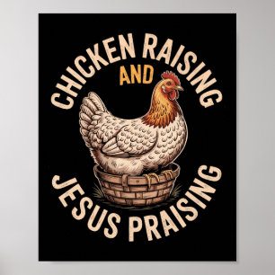 Poster Criança De Galinha E Jesus Criando Fazendas Engraç