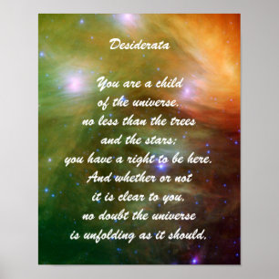 Poster Criança dos Desiderata do universo