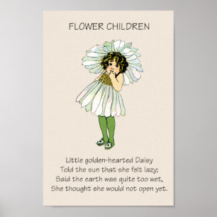 Poster Criança Flor do Livro de Histórias Antigo MARGARID