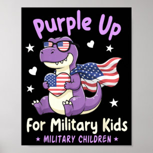 Poster Criança militar dinossauro roxo apoia o militar