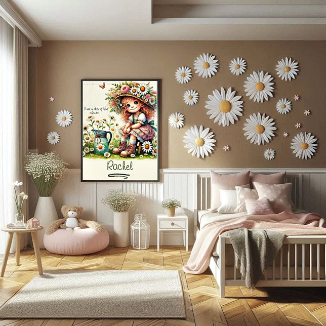 Poster Criança personalizada da menina margarida de Deus (Criador carregado)