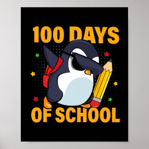Poster Crianças 100 Dias De Abatimento Escolar De Pinguim