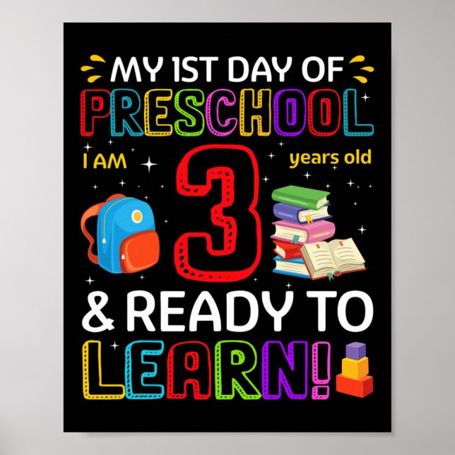 Poster Crianças 1rua dia de pré-escola eu tenho 3 anos e  (Frente)