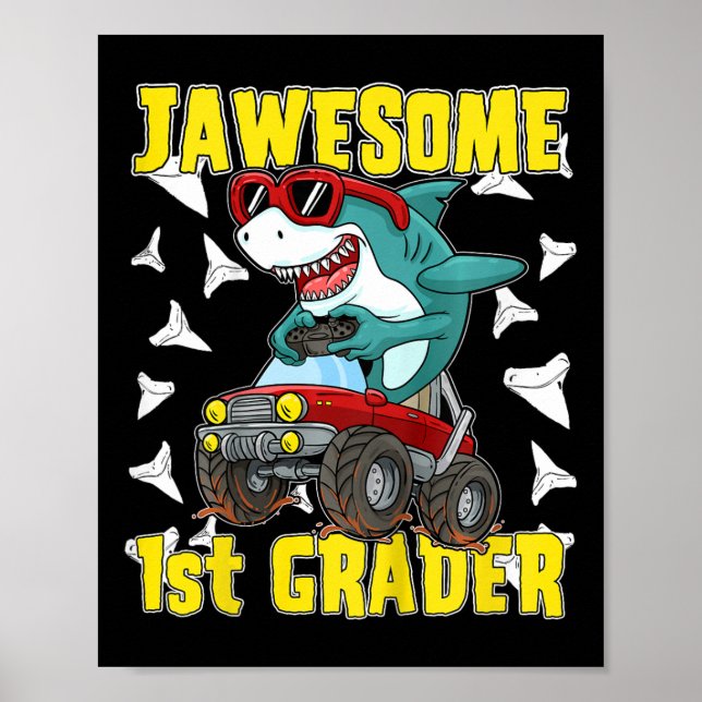 Poster Crianças 1rua Monster Truck Dinosaur Megalodon Sh (Frente)