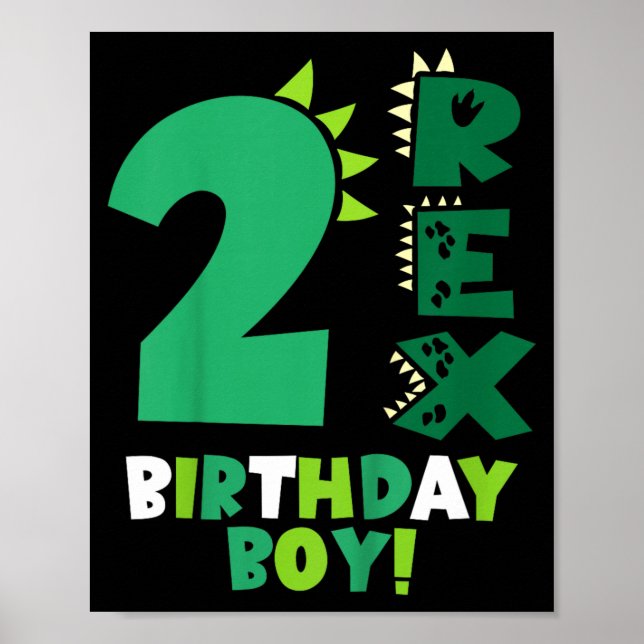 Poster Crianças 2 Rex Aniversário Menino Dois Rex Dinossa (Frente)