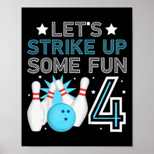 Poster Crianças 4ª Boliche de aniversário Garoto de 4 ano