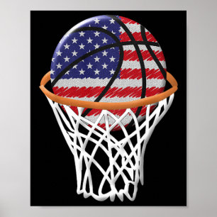 Poster Crianças 4 de julho Bysketbyll USA Flag Kids Youth