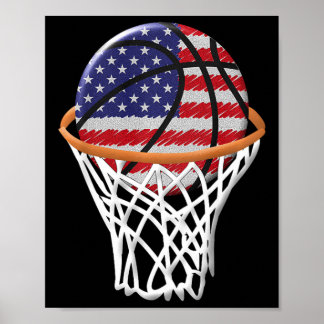 Poster Crianças 4 de julho Bysketbyll USA Flag Kids Youth