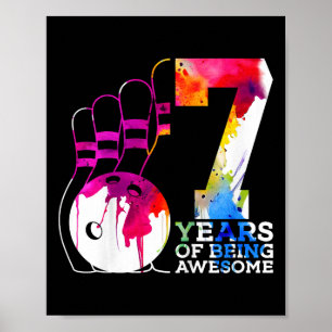 Poster Crianças: 7 Anos De 7 Incrível De Boliche Aniversá