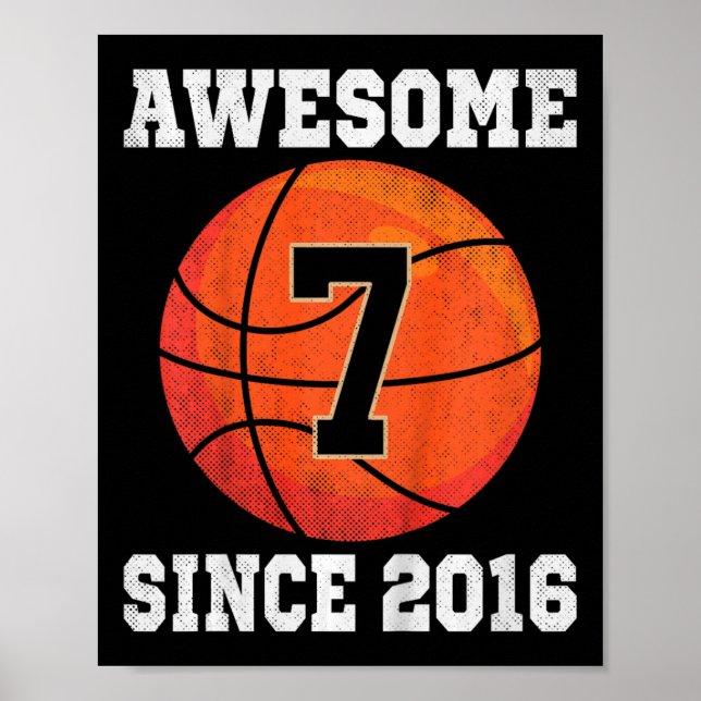 Poster Crianças 7 de Aniversário de Basquete com mais de  (Frente)