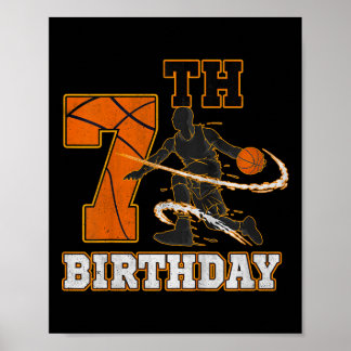 Poster Crianças 7 de Aniversário Garotos de Basquete Home