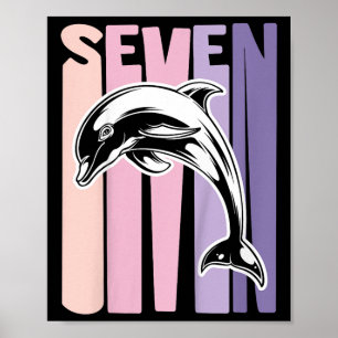 Poster Crianças 7 de Aniversário Gifa De Golfinho De 7 An