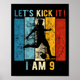 Poster Crianças 9º Aniversário Futebol de 9 anos Aniversá