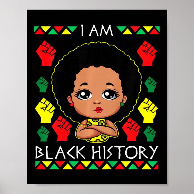 Poster Crianças Afro Rapariga Junta História Negra Melani (Frente)