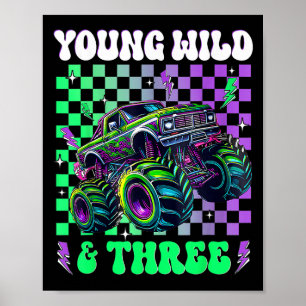 Poster Crianças, aniversário de 3 anos Monster Truck Jove