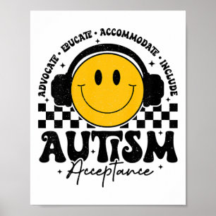 Poster Crianças Autismo Consciência Aceitação Sorriso Fac