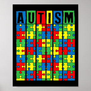 Poster Crianças Autismo Sensibilização Peça Quebra-cabeça