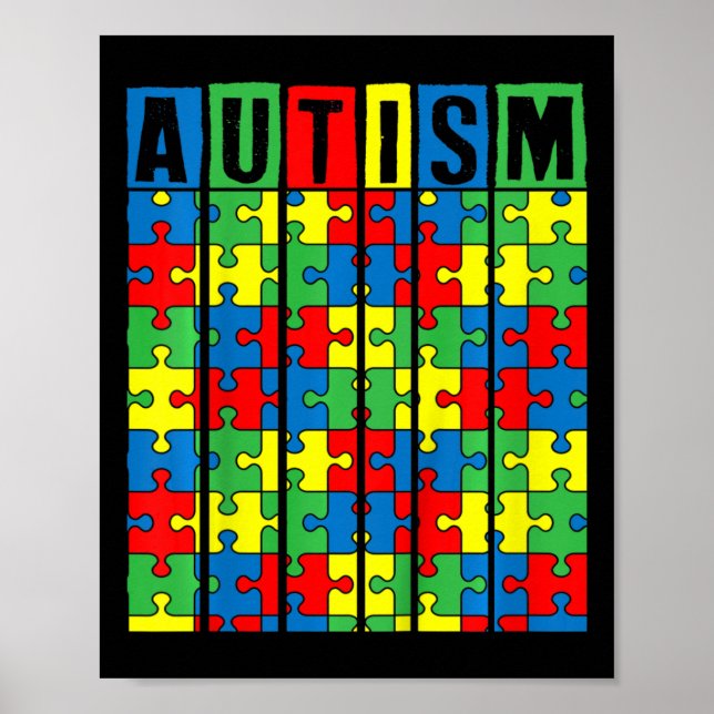 Poster Crianças Autismo Sensibilização Peça Quebra-cabeça (Frente)