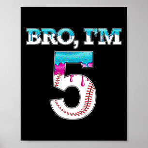 Poster Crianças Beisebol, Bro Im, 5 Anos De 5, Aniversári
